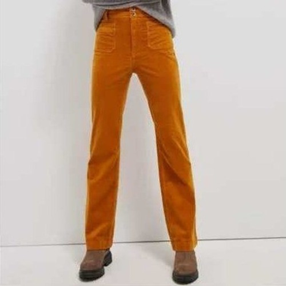Anthropologie Pilcro Trouser Bootcut Corduroy Pants Mustard Yellow Womens 25